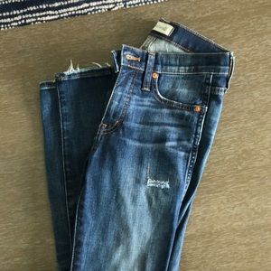 Madewell dark distressed skinny jeans